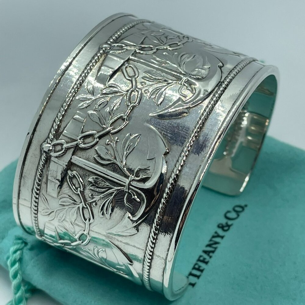 Vintage Tiffany & Co. Makers Anchor Motif Cuff Bracelet Sterling Silver 6.25" - Picture 2 of 16